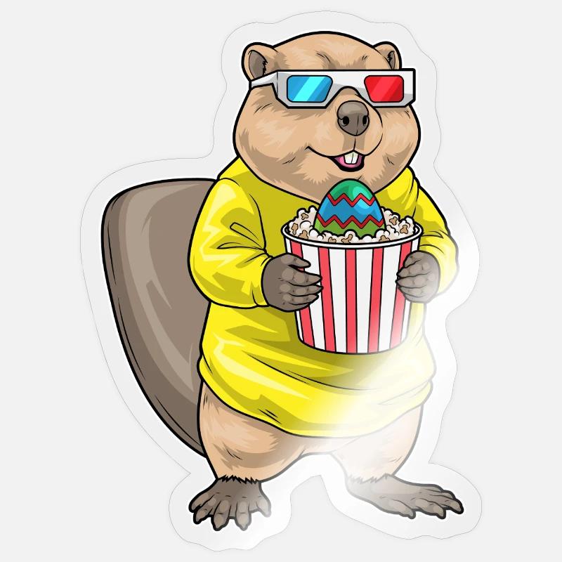 Beaver Easter Cinema Sticker size S (10 x 10 cm)