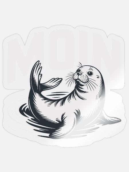Seehund Robbe Ostsee Nordsee Moin - Sticker Größe S (10 x 10 cm) - Transparent glänzend