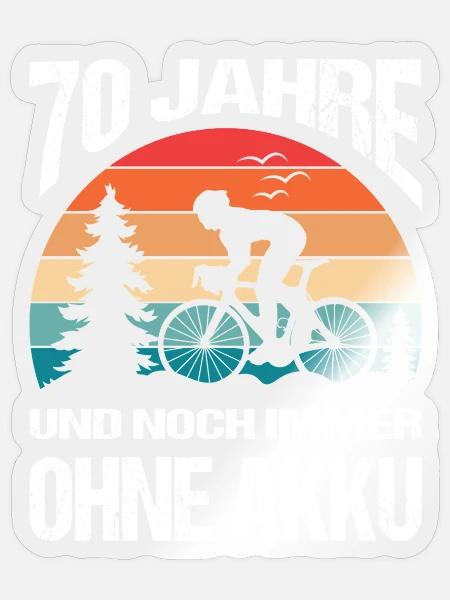 70 Geburtstag Geschenke Fahrradfahrer Fahrrad - Sticker Größe S (10 x 10 cm) - Transparent glänzend