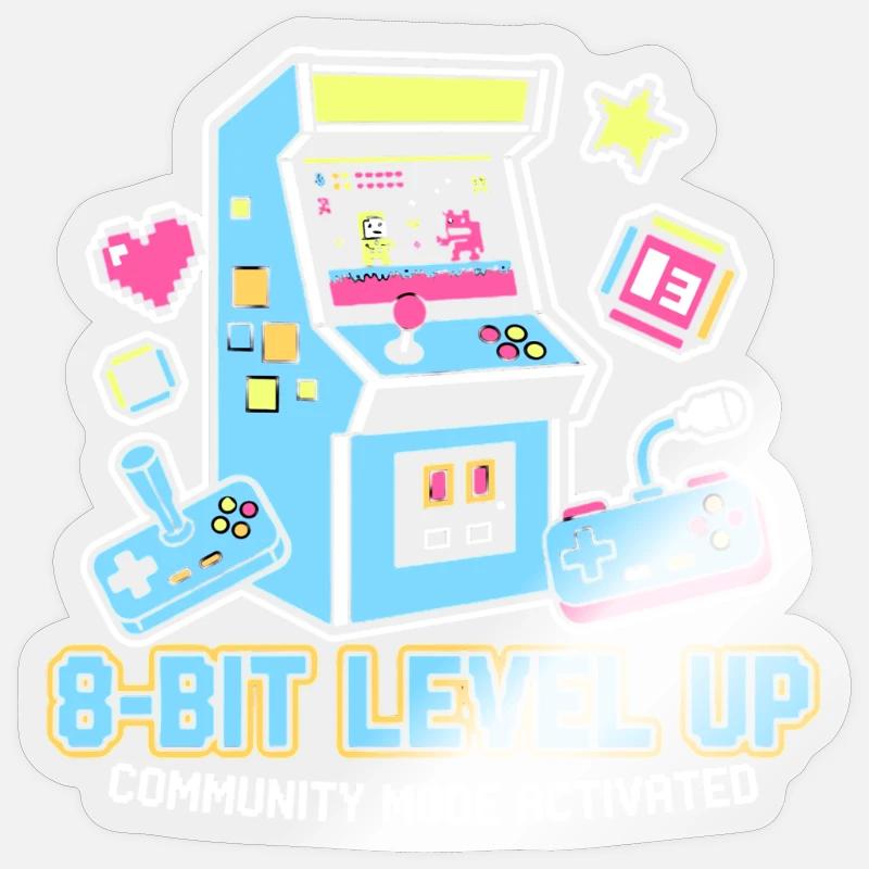 8-Bit LEVEL Arcade Retro Gaming Community - Sticker size S (10 x 10 cm) - transparent glossy