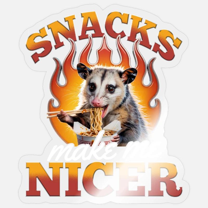 Drôle d’opossum - Sticker taille S (10 x 10 cm) - brillant transparent