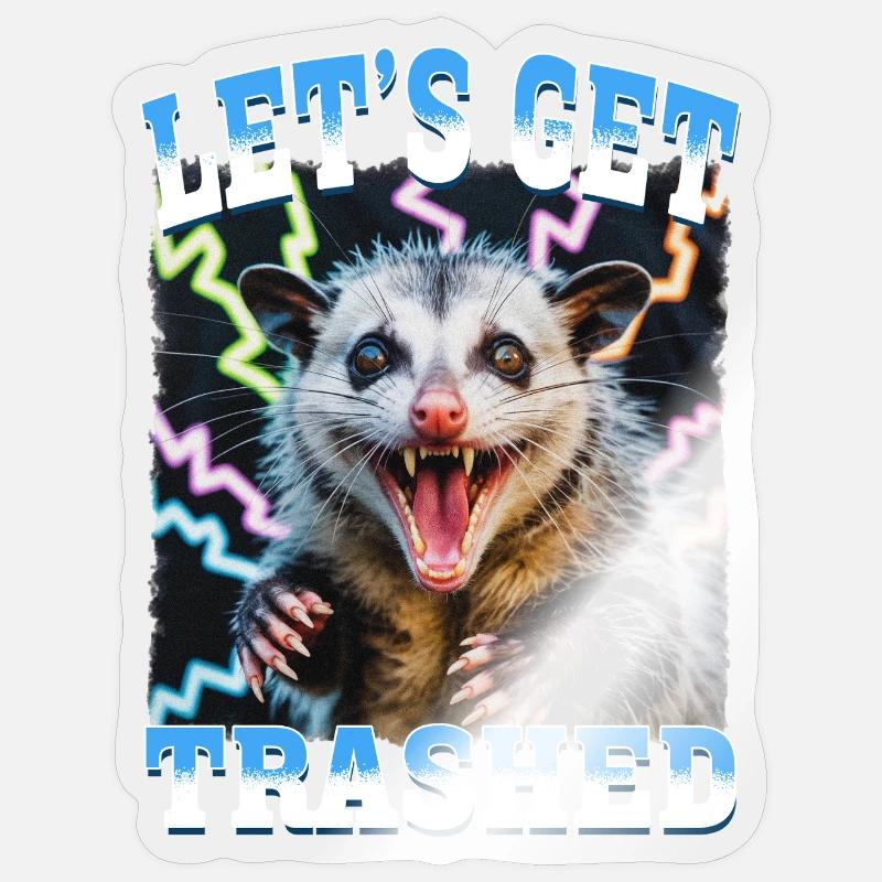 Drôle d’opossum - Sticker taille S (10 x 10 cm) - brillant transparent