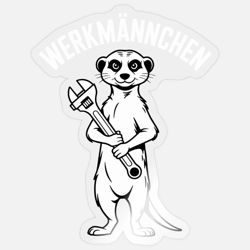 Erdmännchen Echter Heimwerker Mann Handwerker - Sticker Größe S (10 x 10 cm) - Transparent glänzend