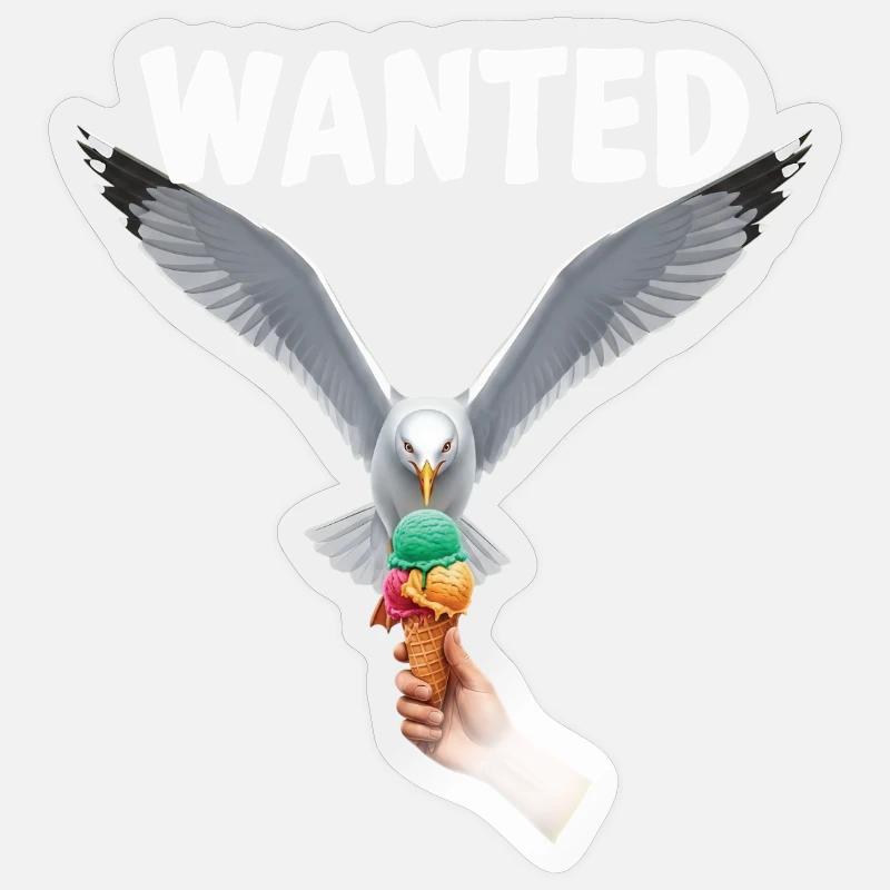 Gesucht Möwe Eiscreme Abenteuer - Sticker Größe S (10 x 10 cm) - Transparent glänzend