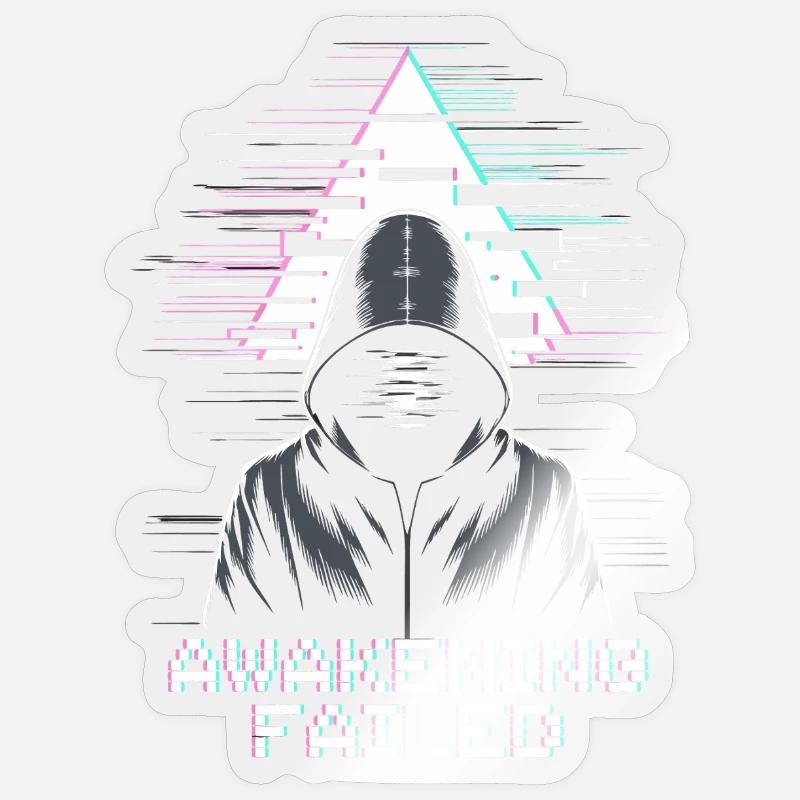 Glitch-Hacker mit „Awakening Failed“ Look - Sticker Größe S (10 x 10 cm) - Transparent glänzend