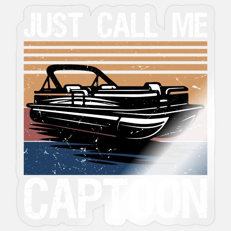 Appelez-moi simplement capitaine drôle de bateau ponton Sticker taille S (10 x 10 cm)