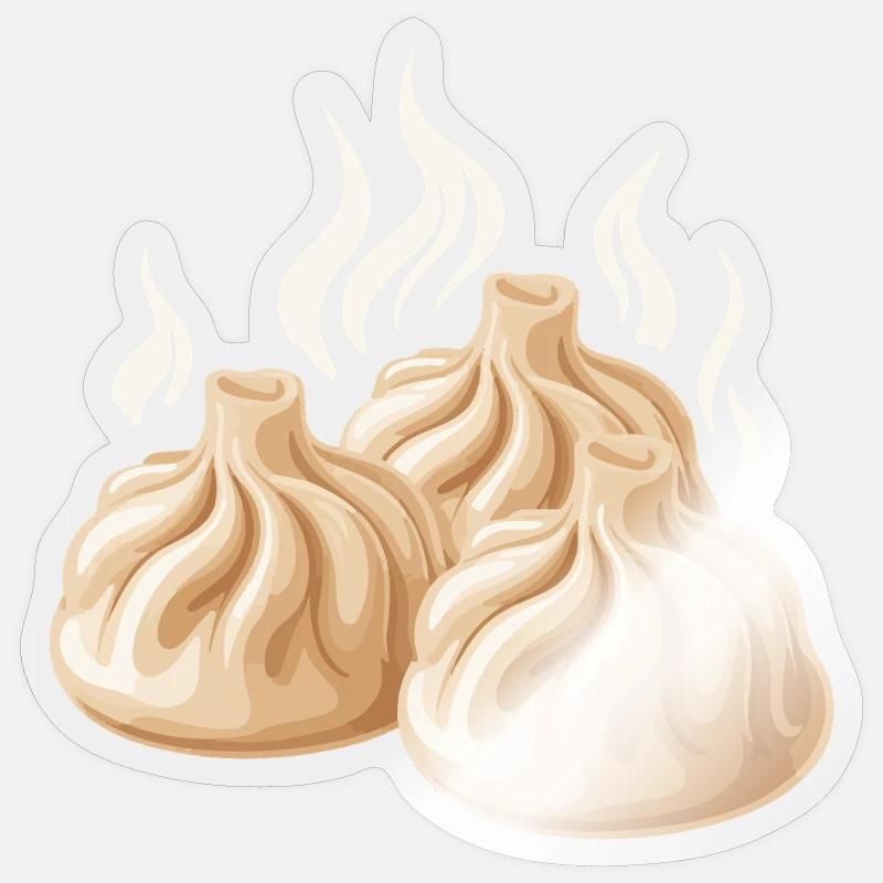 Dampfende Dumpling-Design - Sticker Größe S (10 x 10 cm) - Transparent glänzend