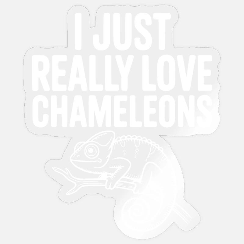 J'adore les caméléons - Sticker taille S (10 x 10 cm) - brillant transparent
