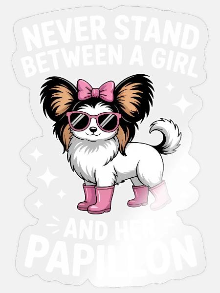 Papillon Sprüche Mädchen Lustige Papillon Geschenk - Sticker Größe S (10 x 10 cm) - Transparent glänzend