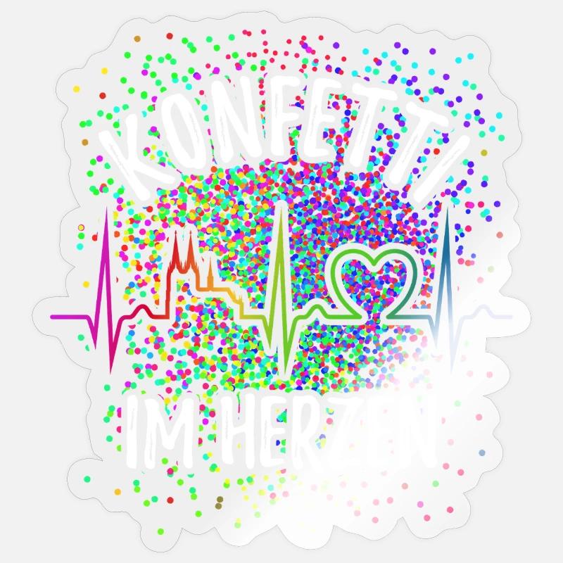 Konfetti im Herzen - Karneval im Blut - Köln - Sticker Größe S (10 x 10 cm) - Transparent glänzend