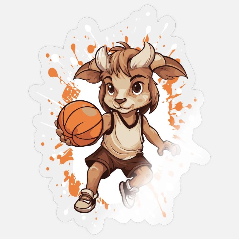 Dribble de chèvre au basket - Sticker taille S (10 x 10 cm) - brillant transparent