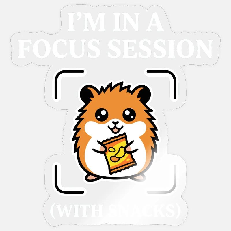 Fokussitzung mit Snacks Hamsterhumor - Sticker Größe S (10 x 10 cm) - Transparent glänzend
