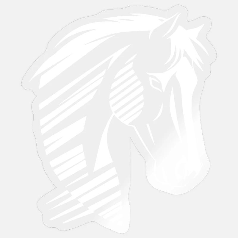 Pferdekopf Silhouette – Starkes Design - Sticker Größe S (10 x 10 cm) - Transparent glänzend