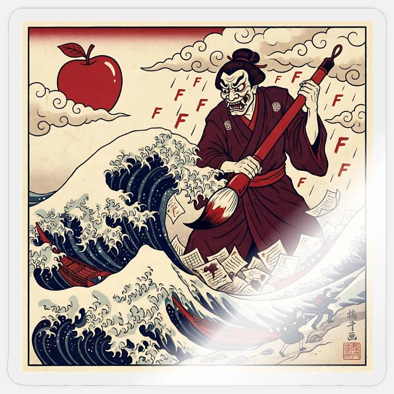Samurai Teacher F Notes Tsunami Wave Sticker size S (10 x 10 cm)