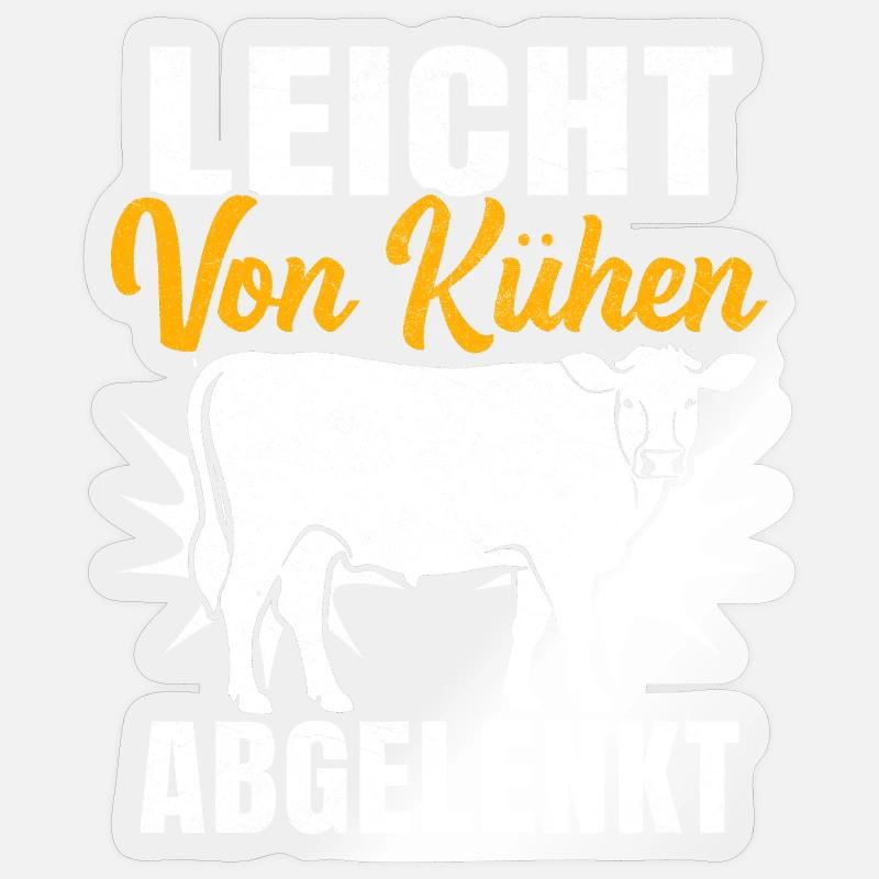 Facilement distrait par les vaches - Sticker taille S (10 x 10 cm) - brillant transparent
