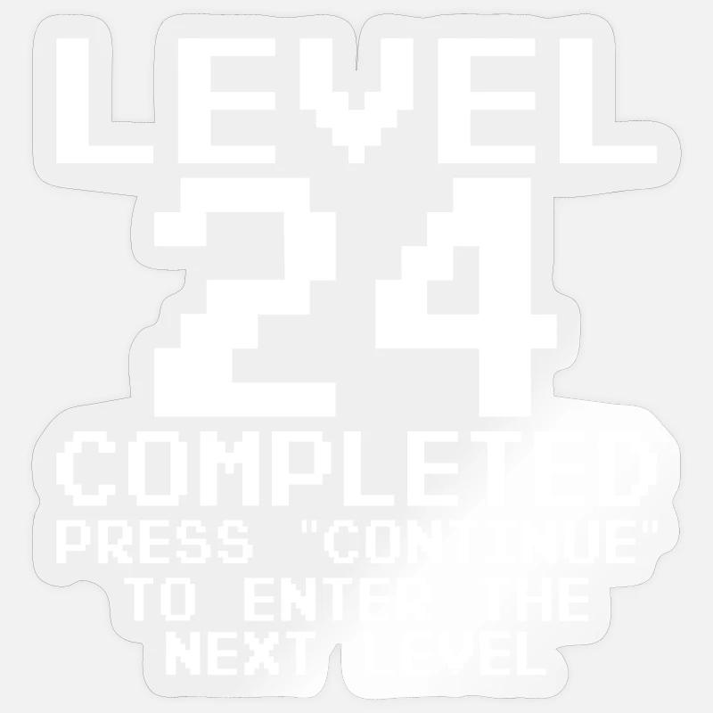 Level 24 Completed – Pixel Retro Sticker size S (10 x 10 cm)