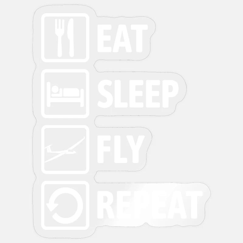 Mange, Dors, Vole, Répéter - Planeur - Sticker taille S (10 x 10 cm) - brillant transparent
