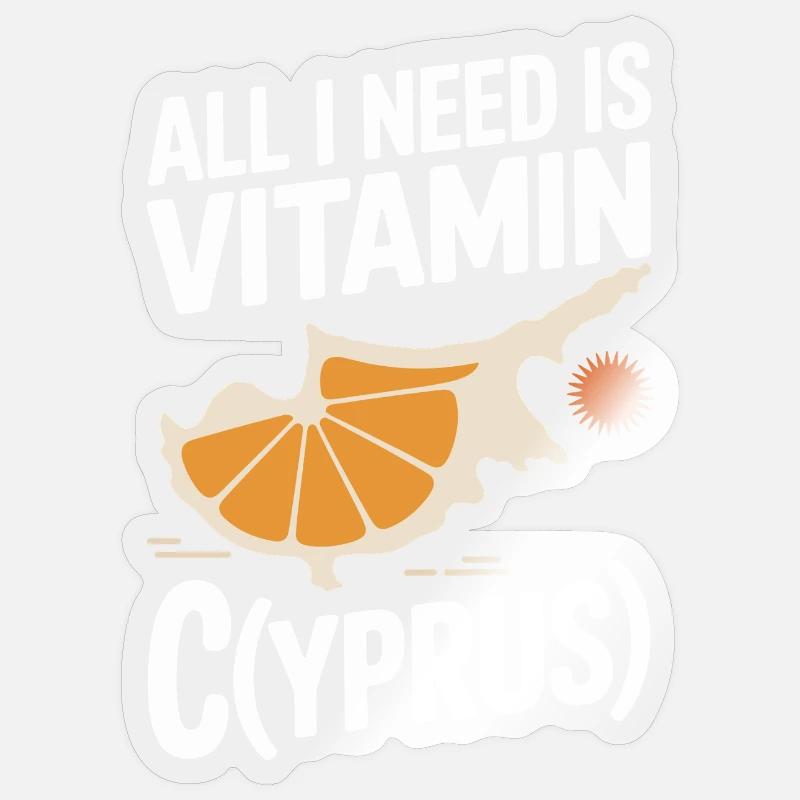 Chypre Tout ce dont j’ai besoin, c’est de vitamines Chypre Drapeau chypriote Sticker taille S (10 x 10 cm)