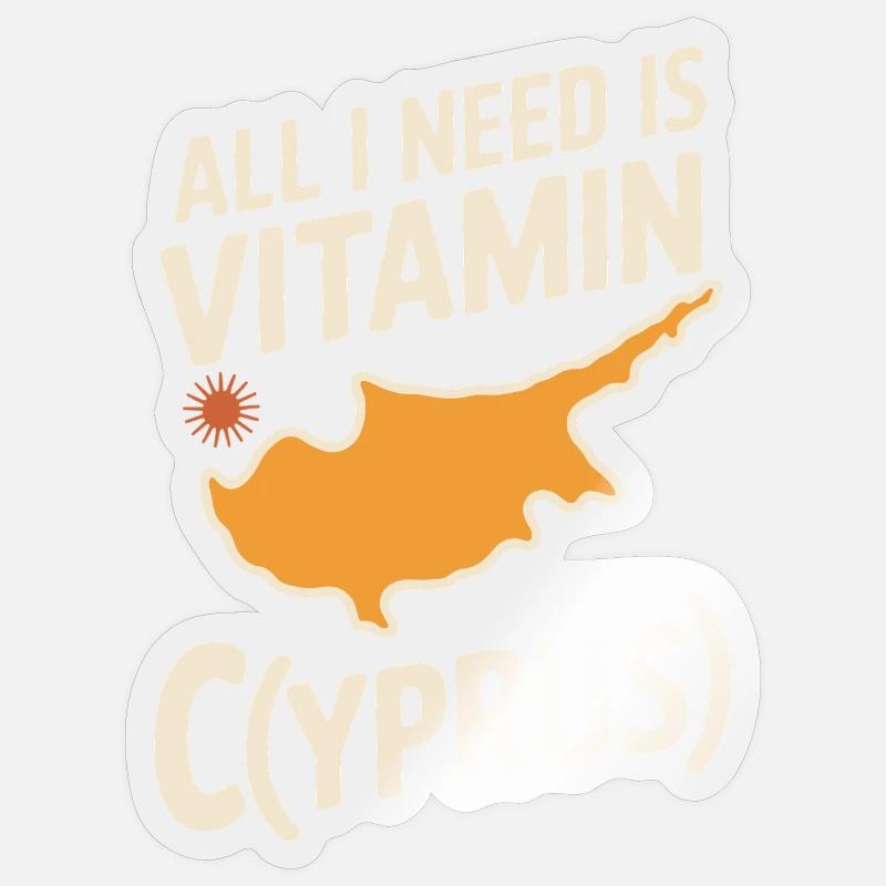 Chypre Tout ce dont j’ai besoin, c’est de vitamines Chypre Drapeau chypriote Sticker taille S (10 x 10 cm)