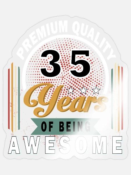 35 Jahre Awesome Retro-Badge - Sticker Größe S (10 x 10 cm) - Transparent glänzend