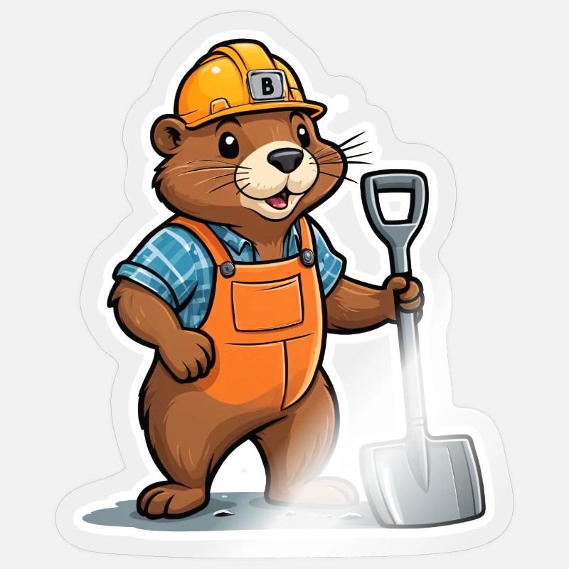 Chantiers de construction à Bieber - Sticker taille S (10 x 10 cm) - brillant transparent