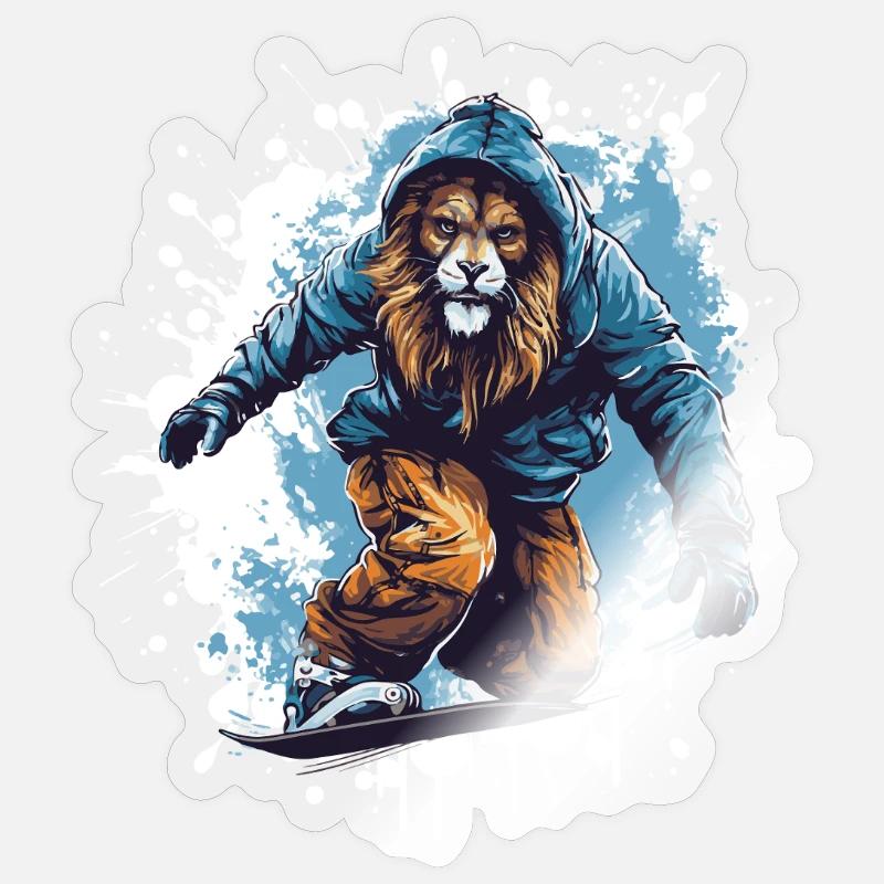 Löwe Snowboard - Sticker Größe S (10 x 10 cm) - Transparent glänzend