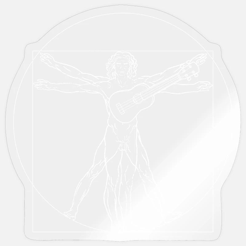Hawaiian Ukulele Uke Vitruvian Man - Sticker Größe S (10 x 10 cm) - Transparent glänzend