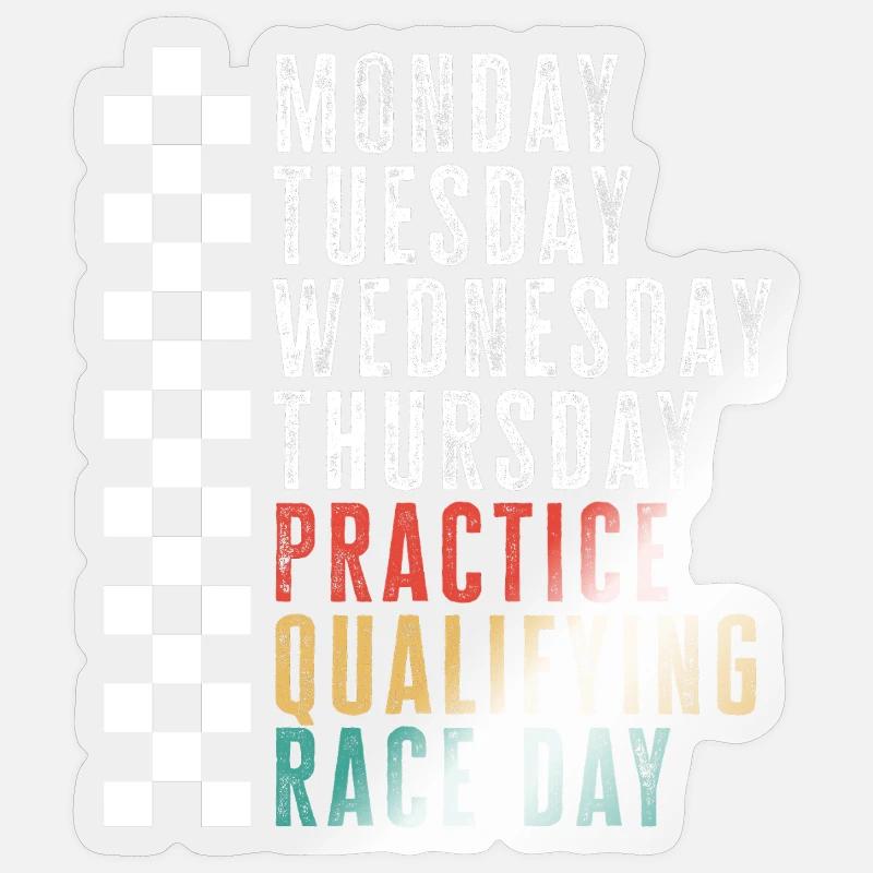 Race Week Schedule: Practice Qualifying Race - Sticker Größe S (10 x 10 cm) - Transparent glänzend