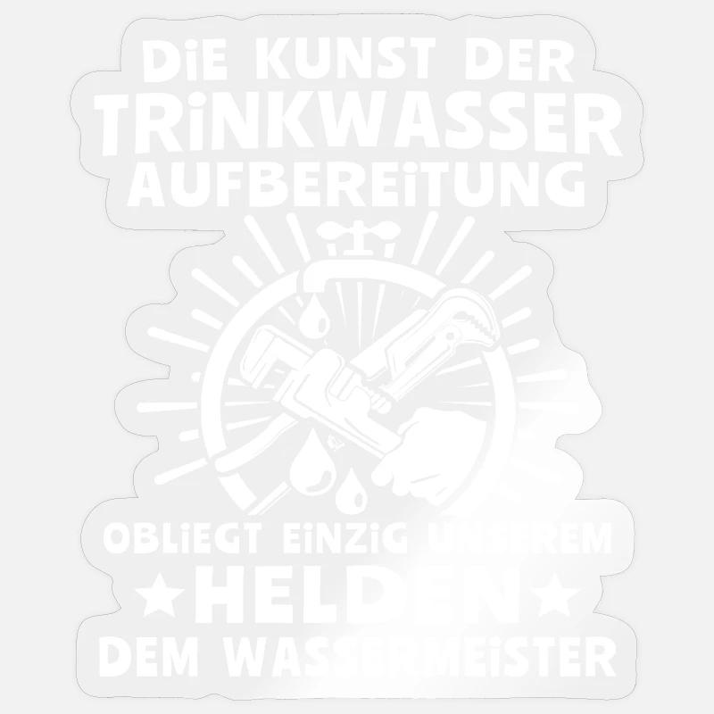 Water Master Water Supply Technician - Sticker size S (10 x 10 cm) - transparent glossy