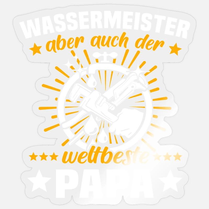 Dad Water Master - Sticker size S (10 x 10 cm) - transparent glossy