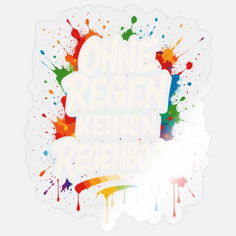Rainbow Saying Shirt, Thinking Positive - Sticker size S (10 x 10 cm) - transparent glossy