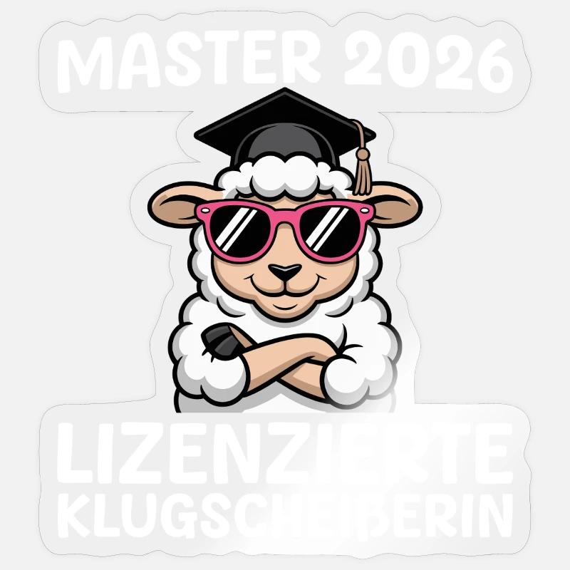 Master 2026 Schaf Masterprüfung Bestanden - Sticker Größe S (10 x 10 cm) - Transparent glänzend