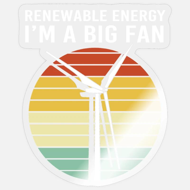 Énergie éolienne Éolienne Énergie éolienne - Sticker taille S (10 x 10 cm) - brillant transparent