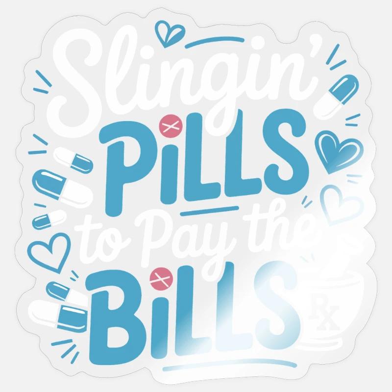 Des pilules pour payer les factures - Sticker taille S (10 x 10 cm) - brillant transparent