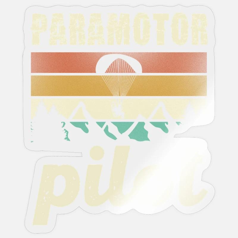 Paramotor Pilot Retro Sunset - Sticker size S (10 x 10 cm) - transparent glossy