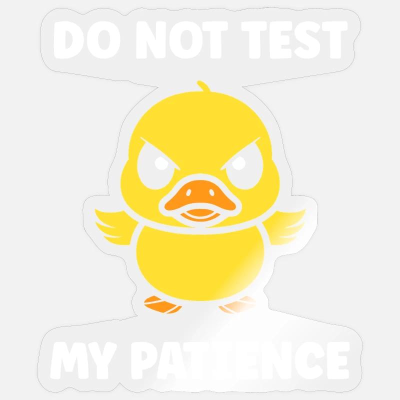 Caneton grognon: patience à tester - Sticker taille S (10 x 10 cm) - brillant transparent