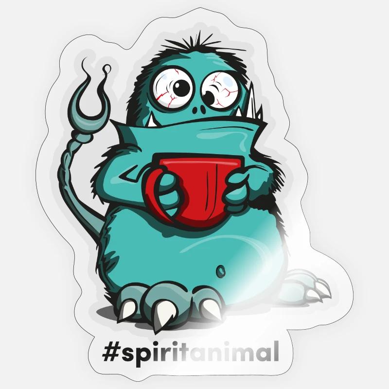 Monstre du café dans un style de bande dessinée Sticker taille S (10 x 10 cm)