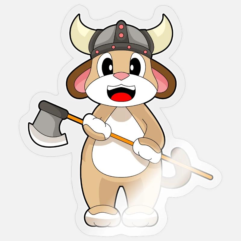 Hund Vikinger Axt - Sticker Größe S (10 x 10 cm) - Transparent glänzend