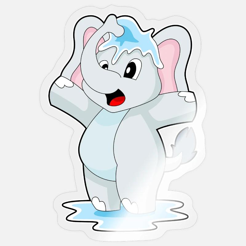 Elefant Wasser - Sticker Größe S (10 x 10 cm) - Transparent glänzend