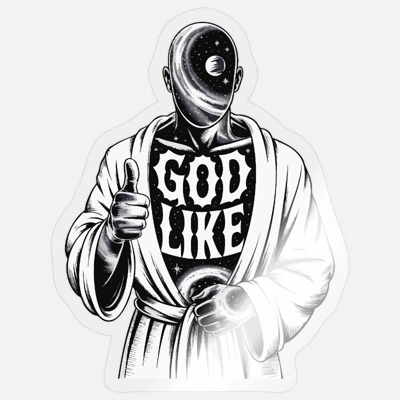 God Like Galaxy Design - Sticker Größe S (10 x 10 cm) - Transparent glänzend