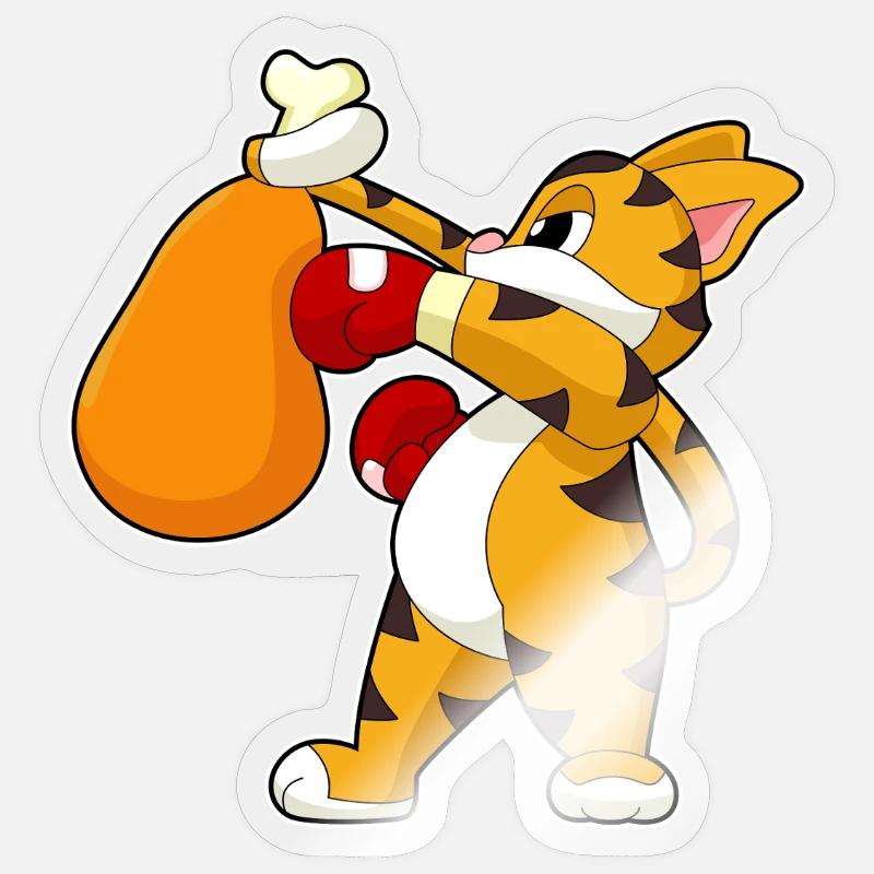 Tiger Boxer Boxhandschuhe Boxen - Sticker Größe S (10 x 10 cm) - Transparent glänzend