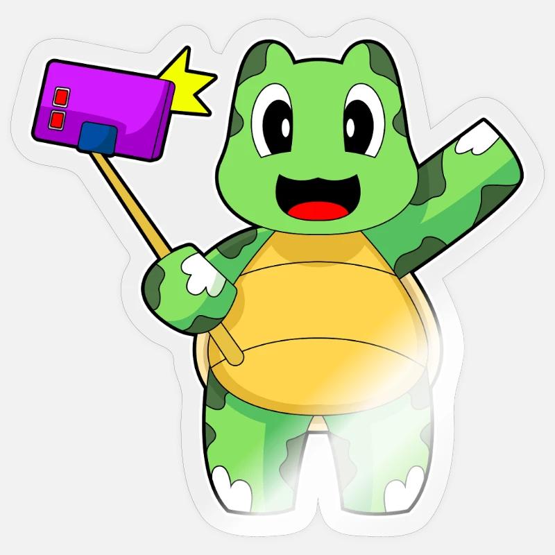 Smartphone Tortue - Sticker taille S (10 x 10 cm) - brillant transparent