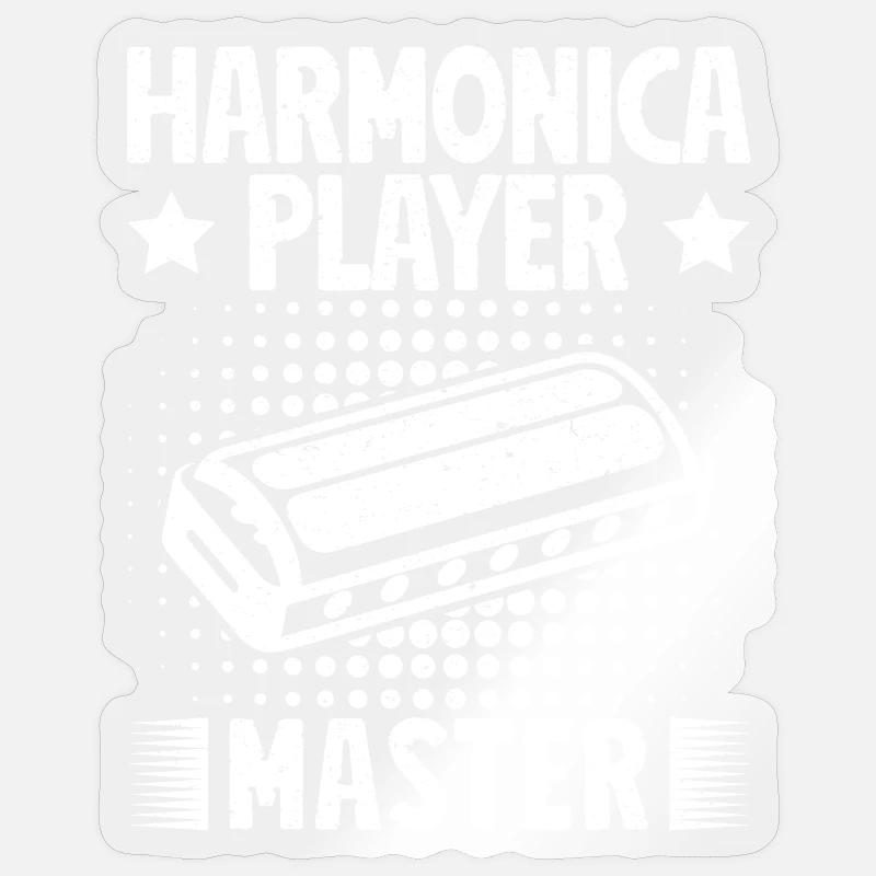 Harmonica Musican Player Master Harmonica - Sticker Größe S (10 x 10 cm) - Transparent glänzend