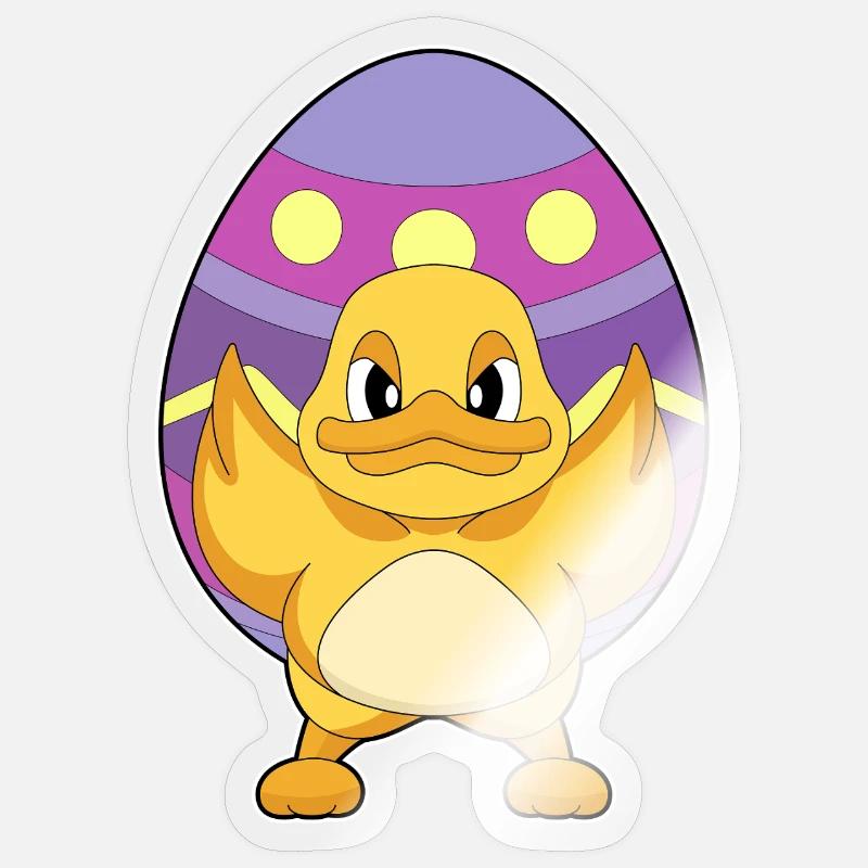 Œuf de Pâques de canard - Sticker taille S (10 x 10 cm) - brillant transparent