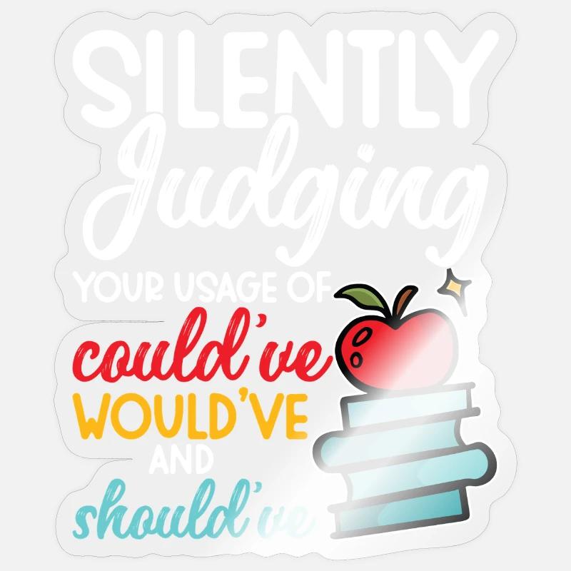 Enseignant d’anglais Premier jour d’école - Sticker taille S (10 x 10 cm) - brillant transparent