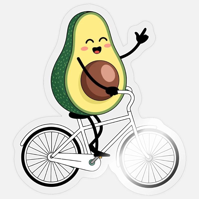 Lustiger Mountainbiker-Avocado - Sticker Größe S (10 x 10 cm) - Transparent glänzend