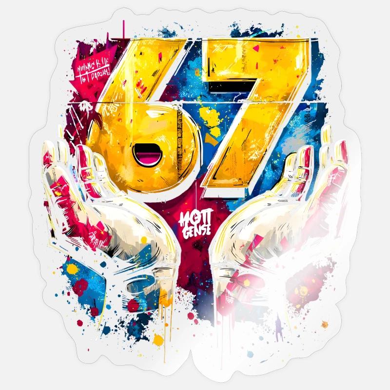 6 7 Graffiti Meme Sticker Größe S (10 x 10 cm)