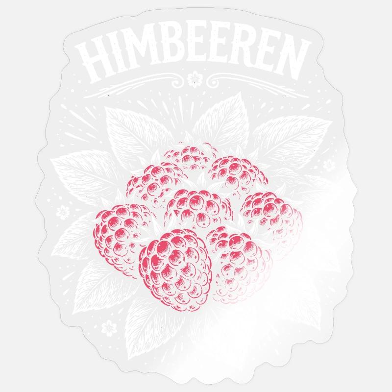 Illustration de framboises imprimé rose - Sticker taille S (10 x 10 cm) - brillant transparent