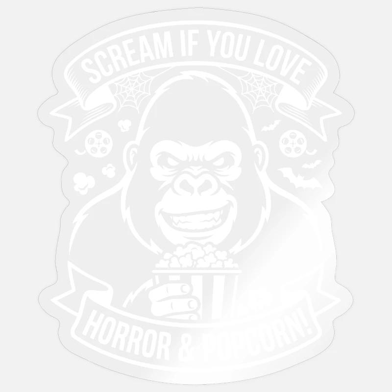 Scream Gorilla Popcorn Design Sticker taille S (10 x 10 cm)