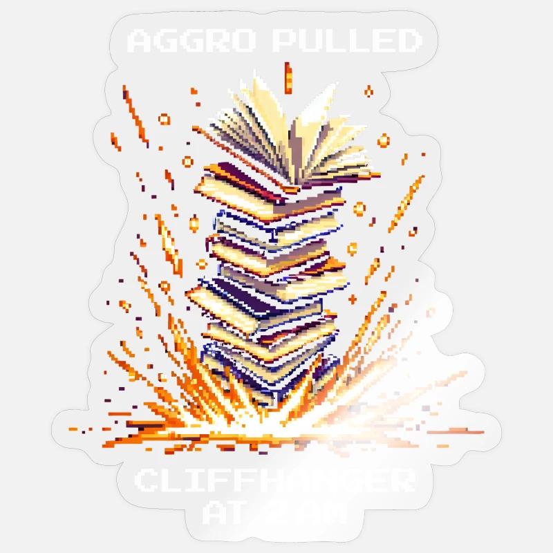 Aggro gezogen | Cliffhanger Lesen Nachteule - Sticker Größe S (10 x 10 cm) - Transparent glänzend
